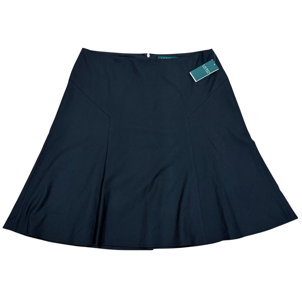 Lauren Ralph Lauren Black A-Line Skirt Midi Sz‎ 12 Career Workwear Classic Stapl